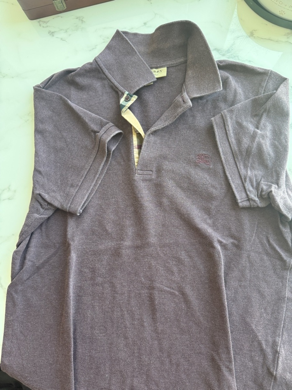 Burberry Men’s Short-Sleeve Polo in Heather Plum